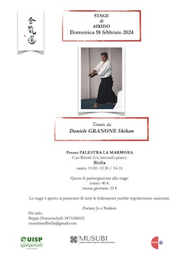 Stage AIkido M° Daniele Granone - Biella 18 febbraio 2024